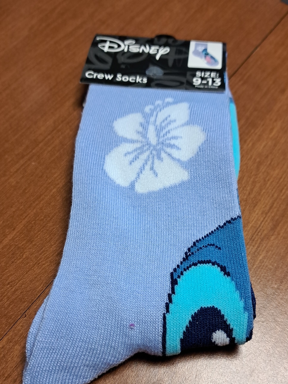 Disney Men’s Light Blue Floral and Teal Crew Socks